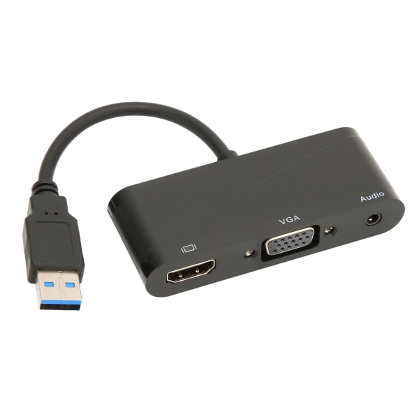 USB -HD-multimedialiitäntä 2 in 1 musta 1080P 60HZ 5Gbps USB 3.0 - VGA-sovitin kokousviihdettä varten