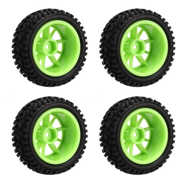 4st RC bilhjul 10 ekrar gummi och plast RC däck Ersättning för 1/16 RC modeller Upgrade Green