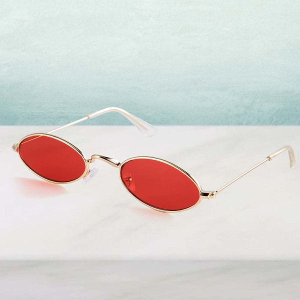 Vintage tyyliset soikeat aurinkolasit Kirkaslinssiset silmälasit Aurinkolasit naispunaisille