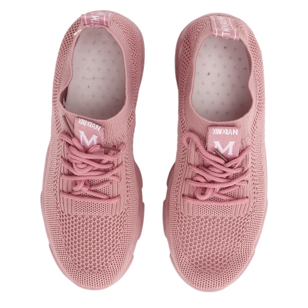 Stilfulde sportssko strikket Komfortabel åndbar klassisk mode sneaker til kvinder piger Pink 38 Størrelse Pink