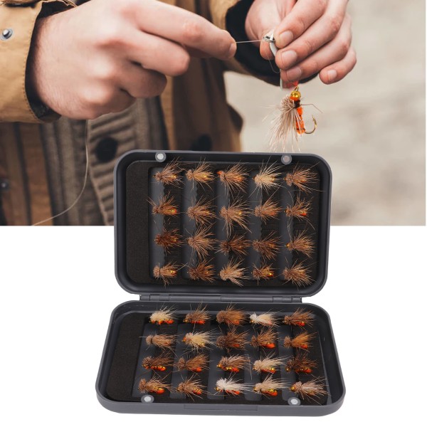 40 stk fluefiske agn i rustfritt stål fluefiske lokkersett med oppbevaringsboks Fisketilbehør