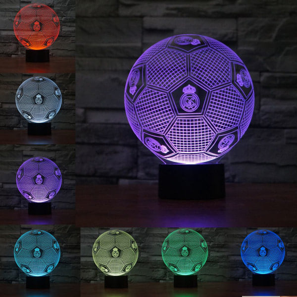 TD®Real Madrid fotballslampe 3D fargerik touch LED visuellt lys gavebordslampe nattlampe nattlampe med atmosfærisk lys