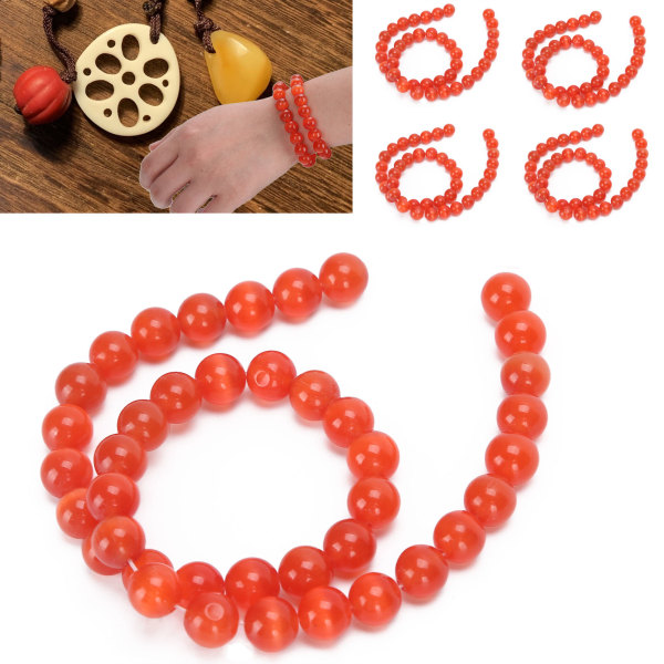 5 stk 8 mm runde perler Smykkefremstillingsudstyr DIY smykkefremstillingstilbehør Rød