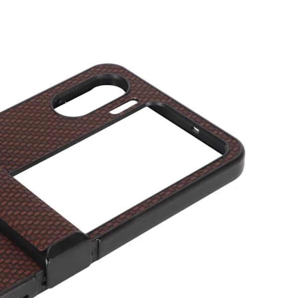 Kolfiberfodral för OPPO Find N2 Flip, vikbart mobilskal i plast, brunt