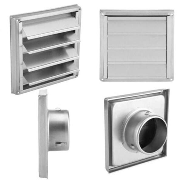 Ventilationsrist 150 mm Rustfri Stålrist med Tilbageløbsstop og Bevægelige Lameller Automatisk Lukning Emhætterist Modstandsdygtig / Ventilation Rustfrit Stål.pa