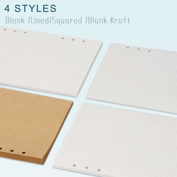 Paris_A5-påfyllingspapir, 3-pakning 100GSM tykt påfyllbart papir 6 hull, 135 ark (270 sider) for 6-rings perm Journal Notebook-linjert papir