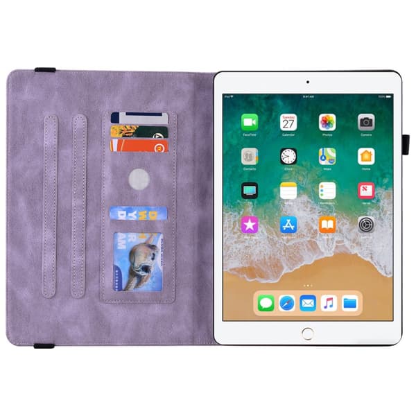 Lærfodral iPad 9.7 5. generasjon (2017) Sommerfugler Lila
