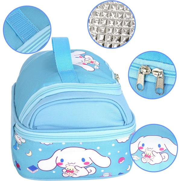 Anime Cinnamoroll, Melody, Kuromi Lunchtaske til Mænd Kvinder Lækagesikker Lunchboks Stor Rum Lunchbeholder Tote til Arbejde Rejser A