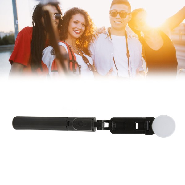Selfie Stick med aftageligt Fill Light Telefonstativ, der kan forlænges op til 26,8 tommer med fjernbetjening Telefonstativstativ Sort
