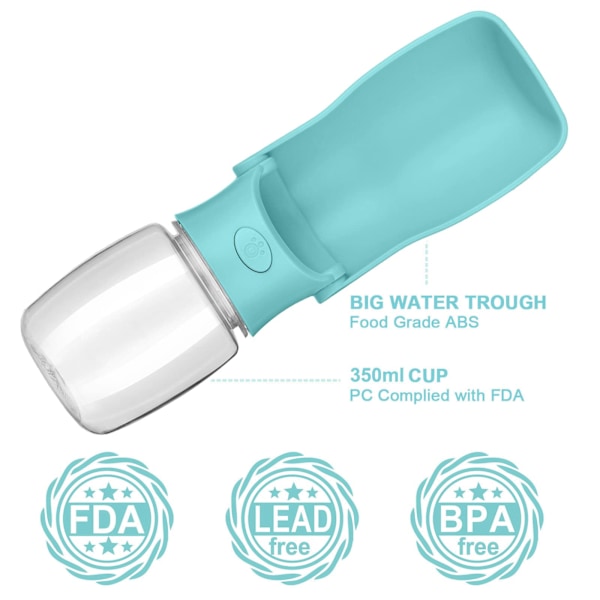 Foldable Dog Water Bottle, Dog Travel Water Bottle (Blue 350ml)