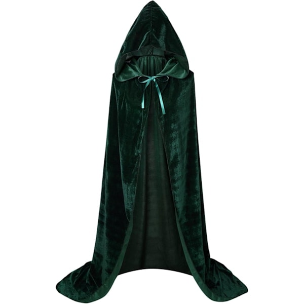 1 Voksen Hoved Kappe, Cosplay Kostume Fløjl Robe, Kappe Hexe Troldmand Kappe Grøn X-Large(140-160cm) Green X-Large(140-160cm)