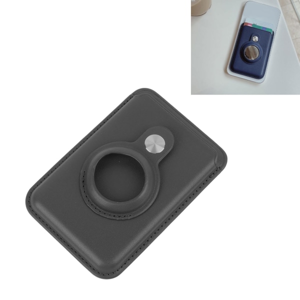 Magnetisk kort pungholder til Magsafe Tracker Taske til IOS Locator 2 i 1 Læder beskyttelsescover til Iphone Sort