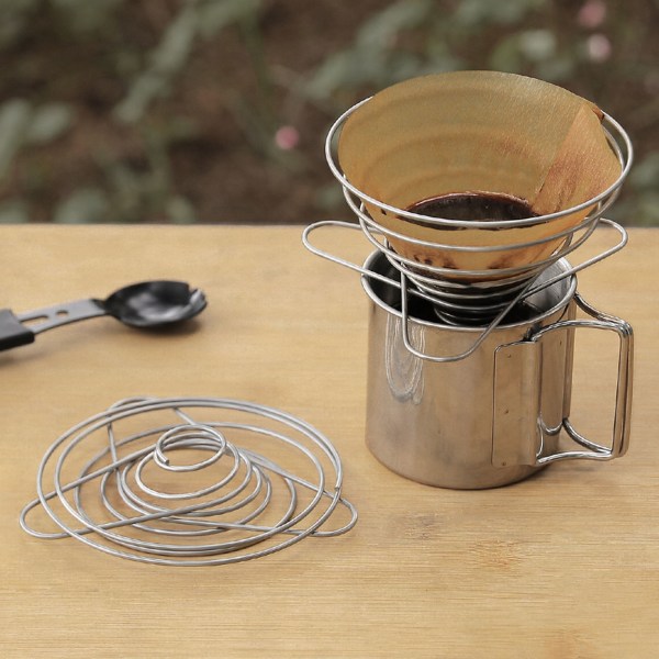 Sammenleggbar kaffedryppstativ i rustfritt stål håndholdt kaffefilterkoppholder for utendørscamping L