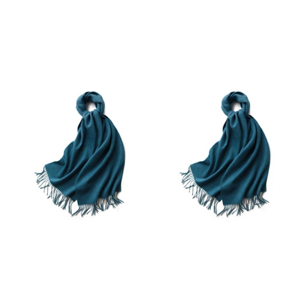 1/2/3 Unisex Halsklæde med Frynser Varmt og Hyggeligt Rørhalsklæde i Peacock Blå peacock blue 2Set