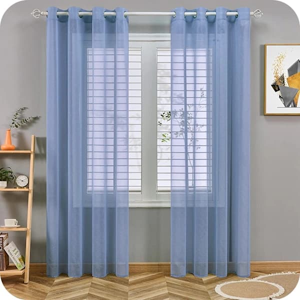 2 kpl yksivärisiä verhoja (sininen - 100*250cm)