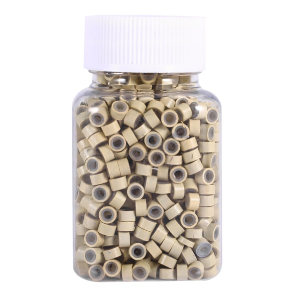 1000 st Flaska Mode SilicOne fodrade pärlor Länkar för fjäderhårförlängning (1000 st Beige)