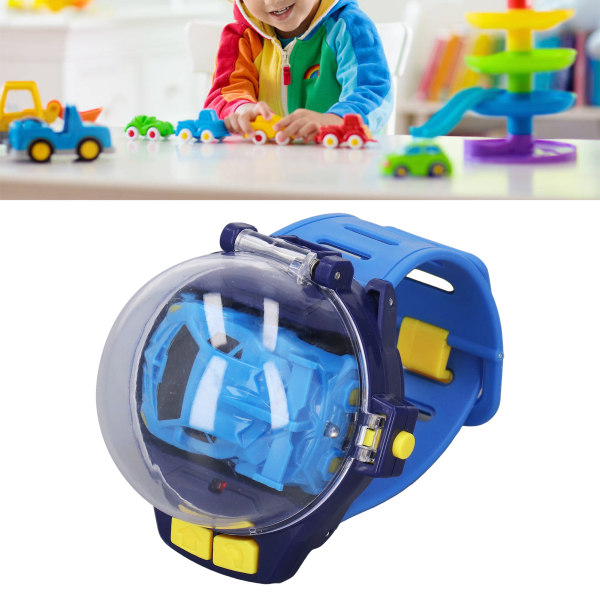 Mini fjernbetjening bilur legetøj USB-opladning tegneserie Cute Wrist Racing Car Watch til drenge piger Blå