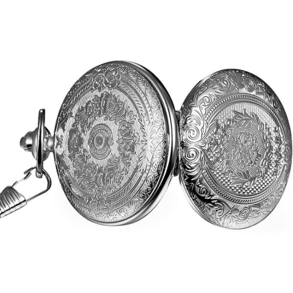 1 vintage lommeur i rustfritt stål med armbånd