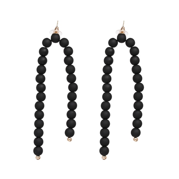 Kvinner legering øredobber Langt anheng perle dekorasjon fest bryllup smykker (svart)