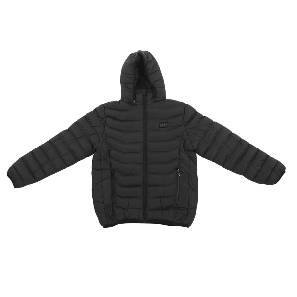 19 Zone Slim Fit opvarmet jakke med aftagelig hætte Vandtæt åndbar opvarmet hættetrøjejakke til mænd, kvinder Sort 2XL