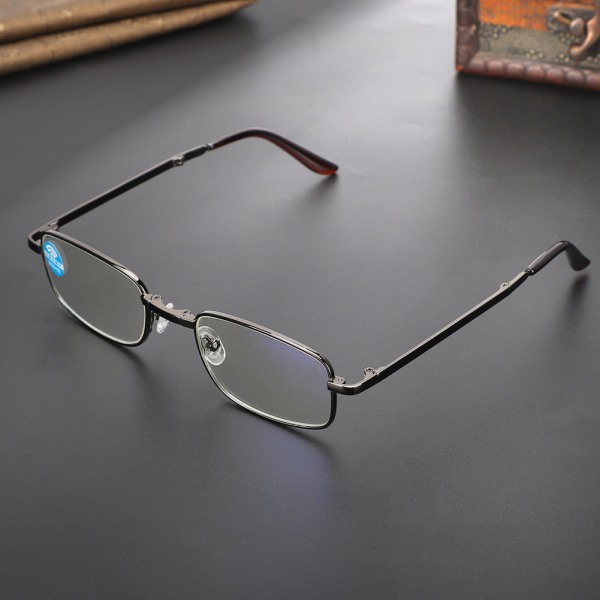 Læsebriller Blåt lysblokerende Anti-træthedsfoldning Presbyopiske briller Briller til mænd Kvinder (+300 sort stel)