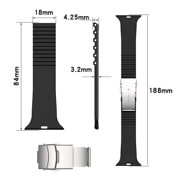 Sport Watch Band til Apple Watch 7 SE 6 5 4 3 2 SVART sort