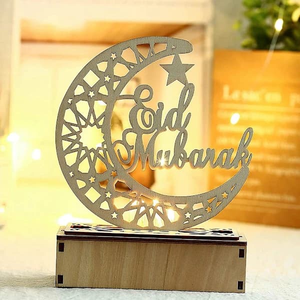 3-pakning Ramadan Lykta LED Tre Måne Stjerne Lys Dekorasjon