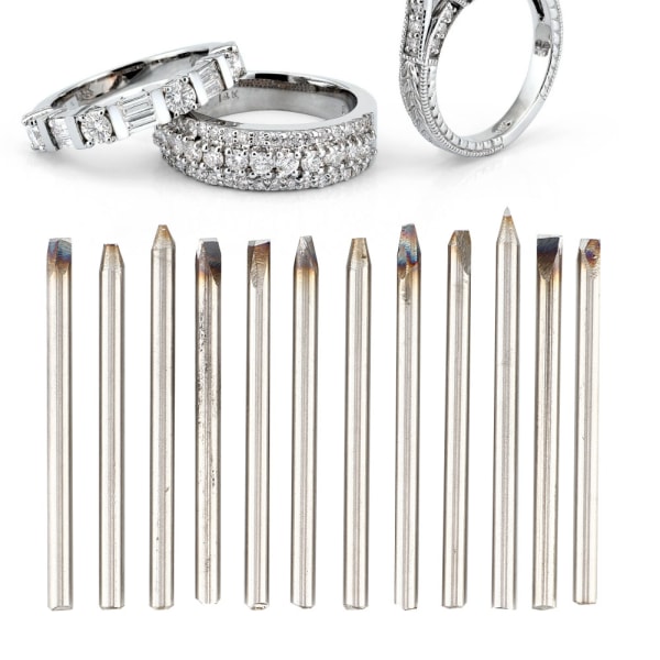 Städmejselutrustningssats för smyckebearbetning tillverkning av snidningsverktyg (rostfritt stål 12 st)