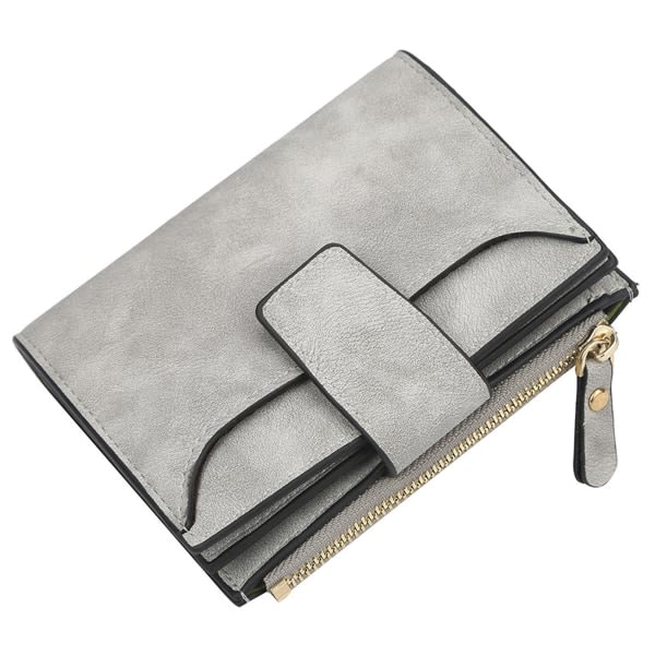 Liten Damplånbok PU-läder Bifold Zipper Pocket Card Holder