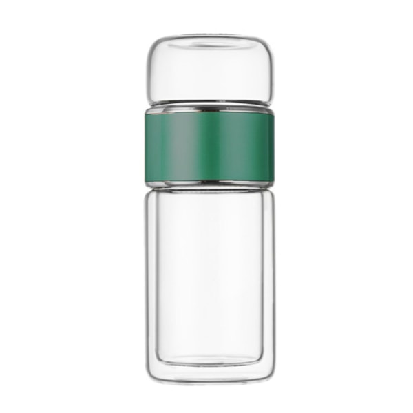 Te-infuserflaske 420 ml dobbeltlags rustfritt stål Lekkasjesikker glassvannflaske for kontorreiser Hjem