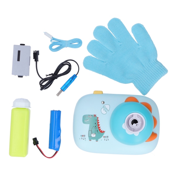 Bubble Machine Camera Shape Bubble Blaster Toy med Bubble Maker-løsning for barn (blågrønn)