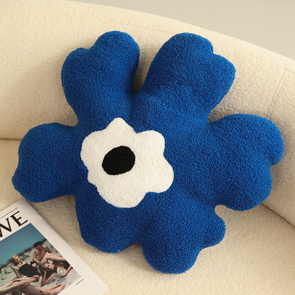 Kramkudde Blomformad svampfyllning Mjuk Tjock dekorativ slängkudde för soffa Blå