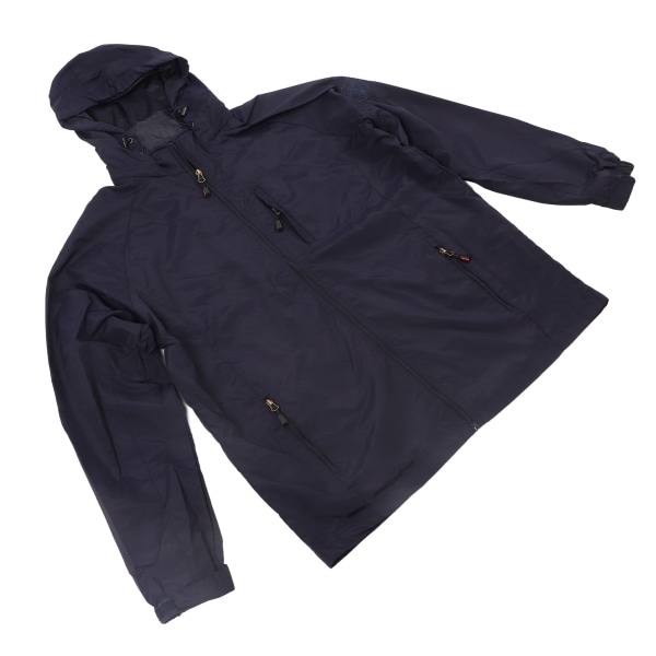 Herrejakke Mørkeblå Tynn Hurtigtørkende Teknisk Zip-jakke for utendørs turfiske