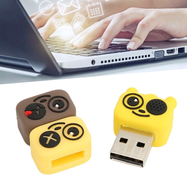 USB-minne PVC Tecknad Bi-stil USB 2.0 Standard Hot Swap Portabelt USB-minne för Kontor Företag Gul 32 GB