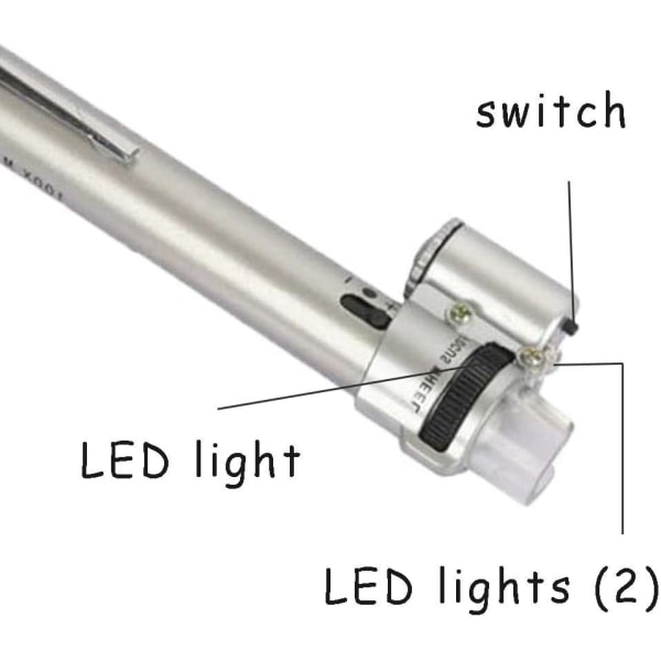 HD-mikroskop, handhållet pennmikroskop, med LED justerbart fokus