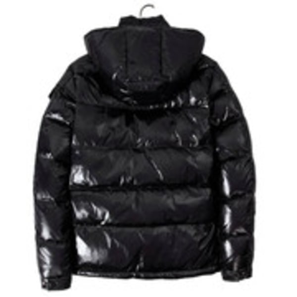 Herre Vinter Kort Shiny Ståkrage Vandtæt Hætte Dunjakke Sort Sort black M black M