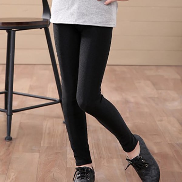Småbørnsleggings Ensfarvede blanke højelasticitet Lange strækbare leggingsbukser Slim Fit til børn 110 cm