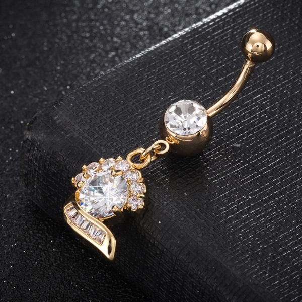 Delikat rostfritt stål kvinnor Lady Belly Ring Zircon Dekoration Smycken Present