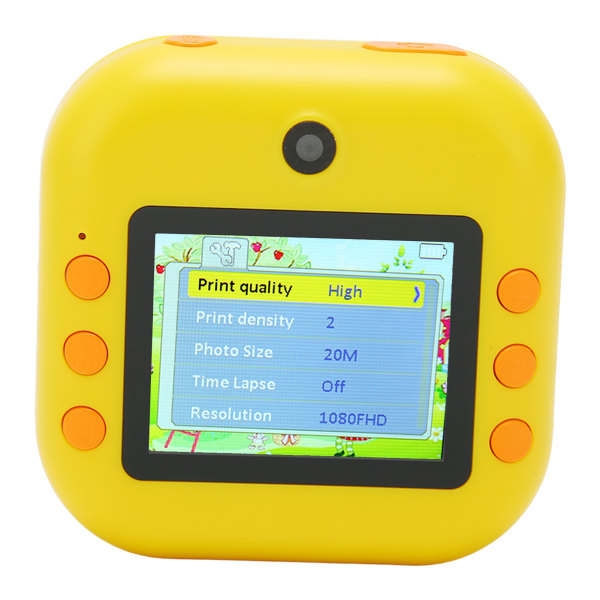 Print 2,4 tuuman IPS-näyttö 48MP 1080P Video 8x digitaalinen zoom thermal lasten digitaalikamera keltainen
