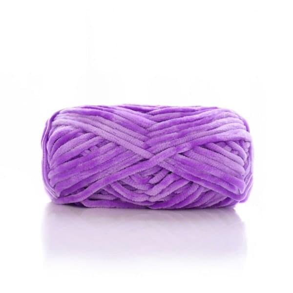 Chenille Sammet Garn Chunky Stickade Kardade Trådar LILA Lila