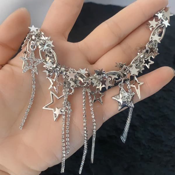 Stjerne Udhulet Halskæde Mode Indlægninger Rhinestone Halskæde
