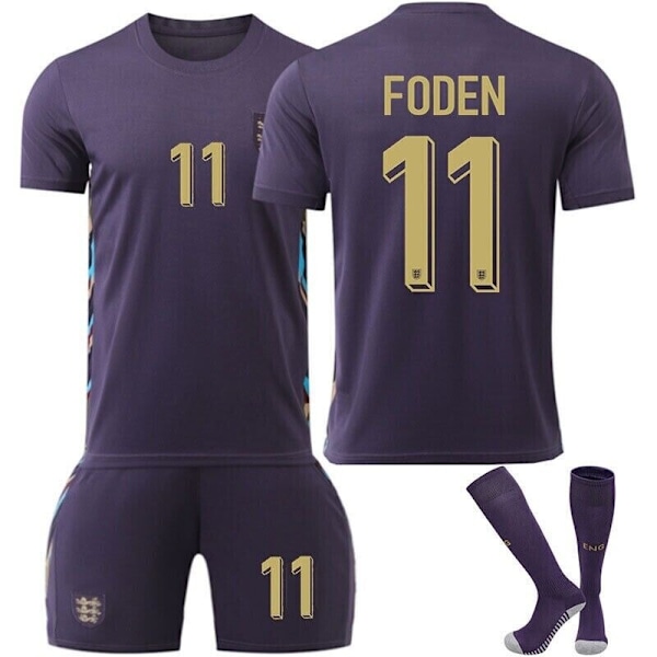 UEFA Euro 2024 England Hjemme- og udebanesæt Fodboldtrøje Nr.11 Foden Away Away XXL