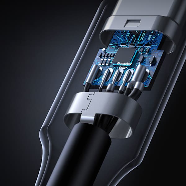 Punottu USB-C-kaapeli PD 100W 5A 480Mb/s 1m valkoinen