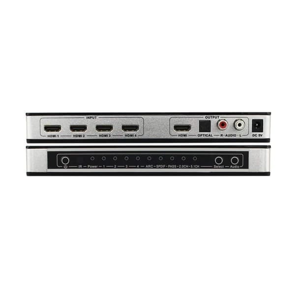 4x1 HDMI-bryter og lydsplitter UHD 4K 3D HDMI 2.0 ARC Toslink+RCA—pa
