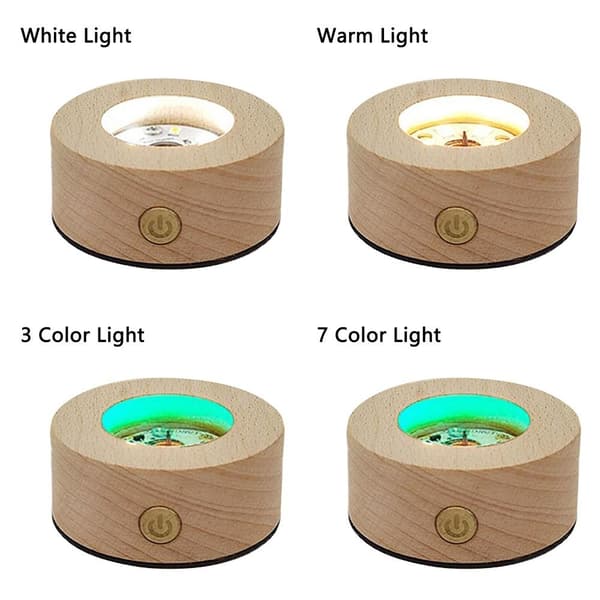 LED Lys Display Holder Krystallkule Base HVIT LYS HVIT