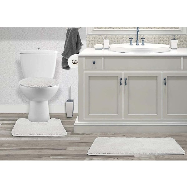 Set med 3 mattor + U-formad konturmatta + toalettlock (vit)