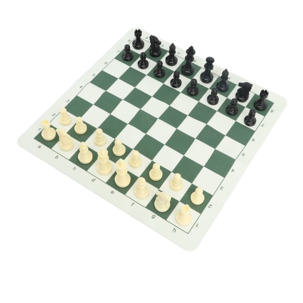Bærbart sjakksett Reisesjakk brettspillsett imitert skinn PU sjakkbrett 32 sjakkstykker med oppbevaringspose