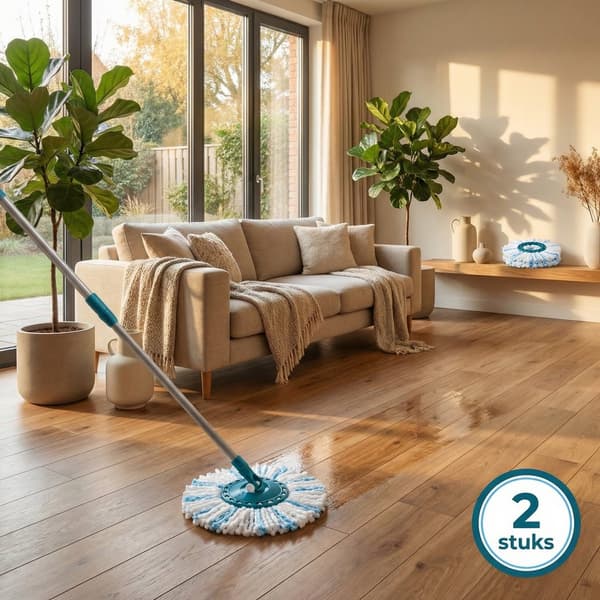 2-pack mikrofibermopphuvudrefiller för Leifheit Clean Twist och Combi Disc-moppar, tvättbara i 60°C, golvvård, turkos och vit