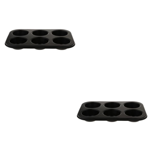 1/2 tarttumuotit, Cupcake-muotteja, Leivonnaismuotti, 6 reikää, Musta 6 Holes Black 2Set