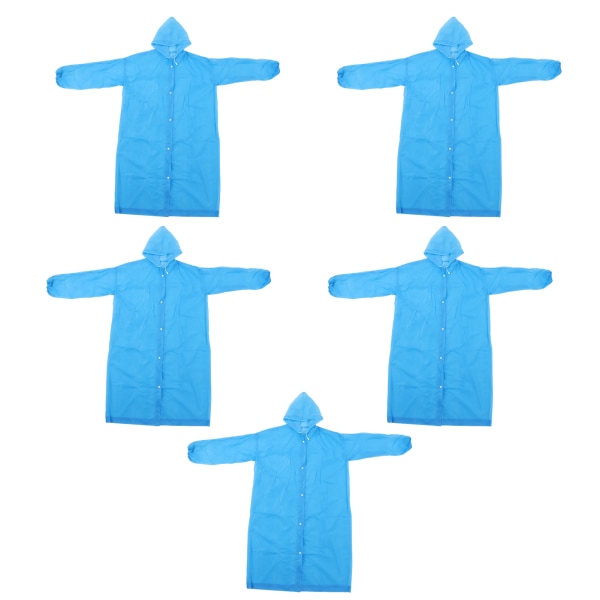 5 stk. Regnfrakke med hætte fortykket EVA Hurtigtørrende Genanvendelig et stykke regnjakke med hætte til voksne udendørs rejser Blå